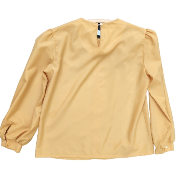 Vintage JONQUIL By Judy Bond Mustard Long Sleeve Blouse ♥️ - Picture 3 of 6